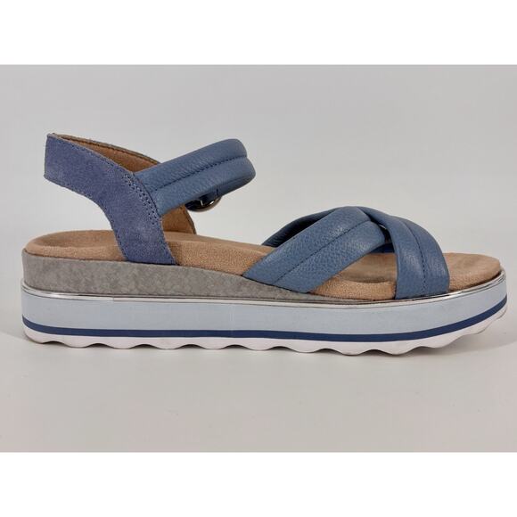 Vionic Women's Reyna Wedge Sandals Size 10 Light Blue Leather Comfort Shoes‎ - Picture 6 of 9